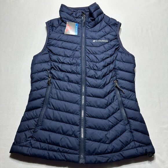 Columbia Jackets & Blazers - Columbia Puffer Vest Powder Lite Women’s Size XS Omni-Heat Full Zip Navy NWT NEW